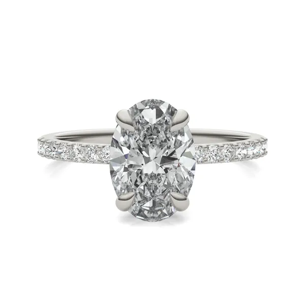 Oval Custom Hidden Halo 1/2 Eternity Engagement Ring Setting